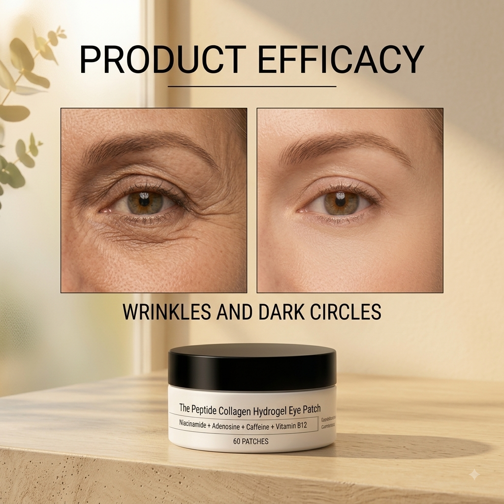 Before and after comparison showing reduced puffiness and dark circles around the eyes